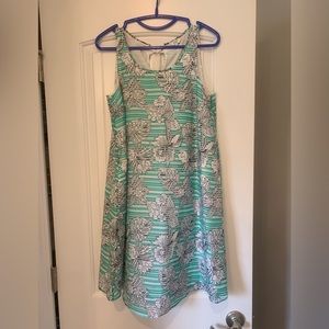 Crown & Ivy Floral Green, White, & Navy Dress